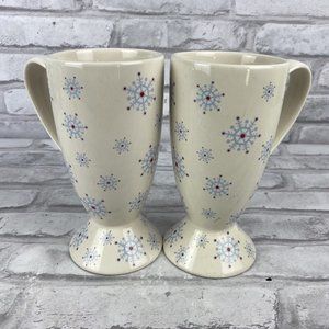 Whittard of Chelsea Hot Chocolate Blue Red Snowflake Latte Mug Set of 2